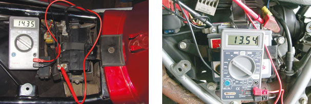 Tensão de carga da bateria com o motor a 5.000 rpm/ Tensão da bateria (padrão Honda) a 20°C 13,0 ~ 15,0V a 5.000 rpm