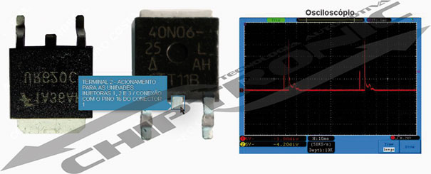 Teste do sinal de saída do transistor para acionamento do injetor