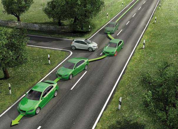 O controle Eletrônico de Estabilidade permite que o motorista mude a trajetória rapidamente sem perder a direção