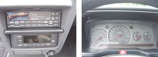 Ostentação nos anos 90 era ter rádio toca-fitas e um equalizador gráfico de fábrica / Os instrumentos eram somente os necessários, no XR3 eles tinham ponteiro vermelho e a escala do velocímetro ia até os 240 km/h