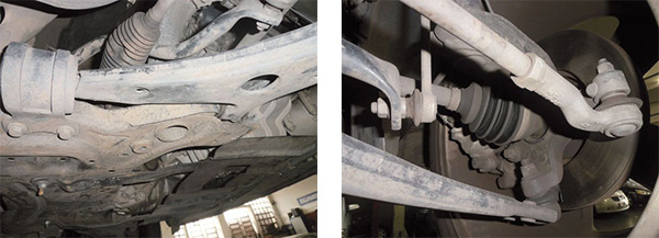 Bandeja dianteira – buchas resistentes / Terminal de direção, pivô e bieleta