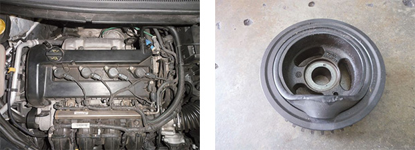 Fácil acesso às velas, bobinas, bicos e coletor / Polia do motor, danificada